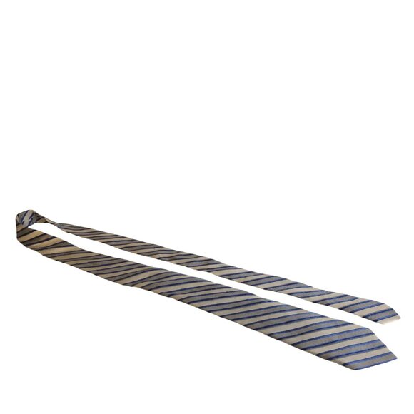 Calvin Klein Silk Tie Blue Gray Striped Mens Necktie Accessory Office Work Gift - Picture 7 of 7